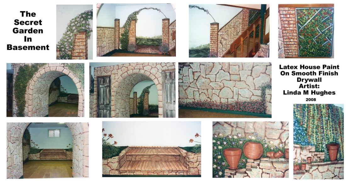 The Secret Garden In Basement 2008 mural painted by Linda M Hughes