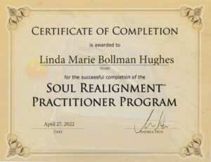 Linda M Hughes is a certified Soul Realignment Practitioner