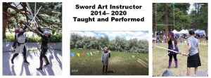 Linda M Hughes, sword art instructor/performer 2014-2020