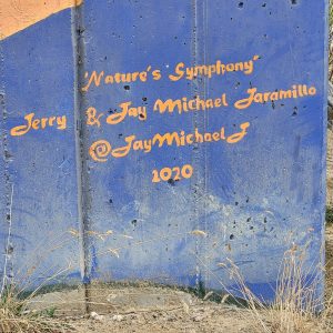 credit for dragon fly painted on footbridge in open space